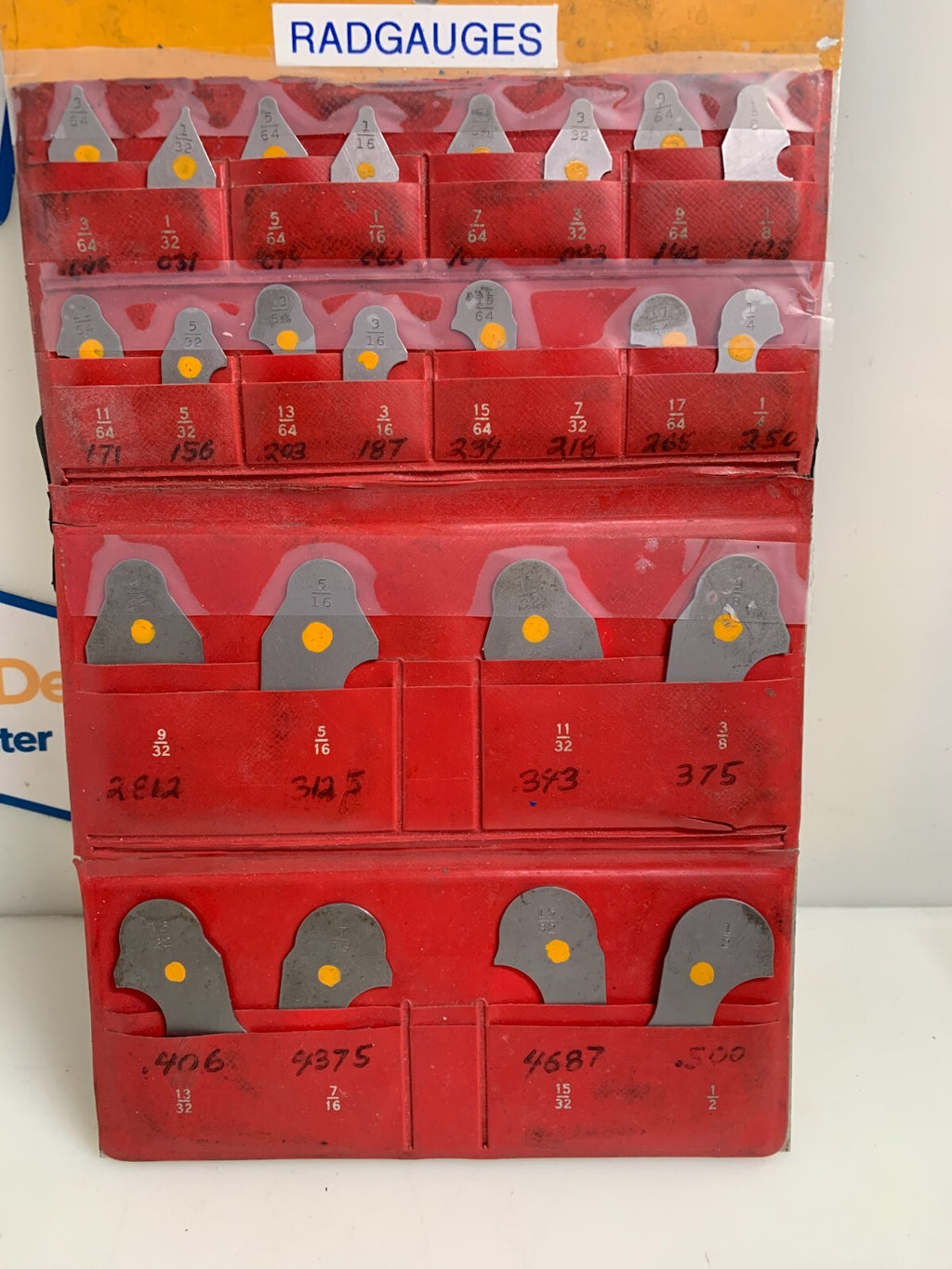 STARRETT RADIUS GAGE SET #167  MISSING 7/32