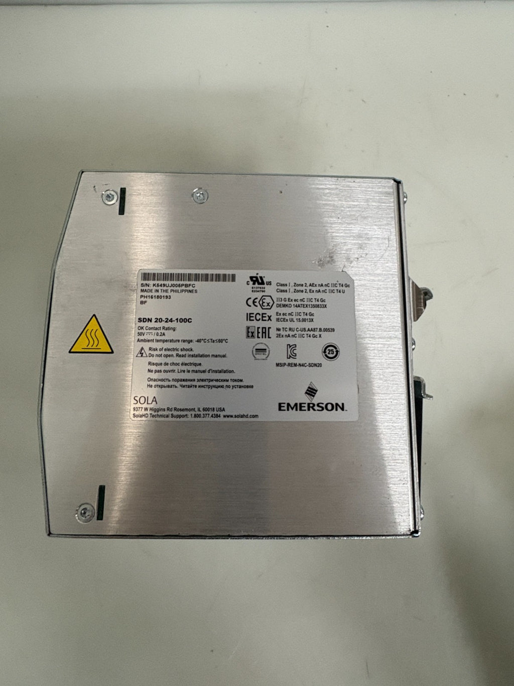 EMERSON SOLA POWER SUPPLY SDN 20-24-100C