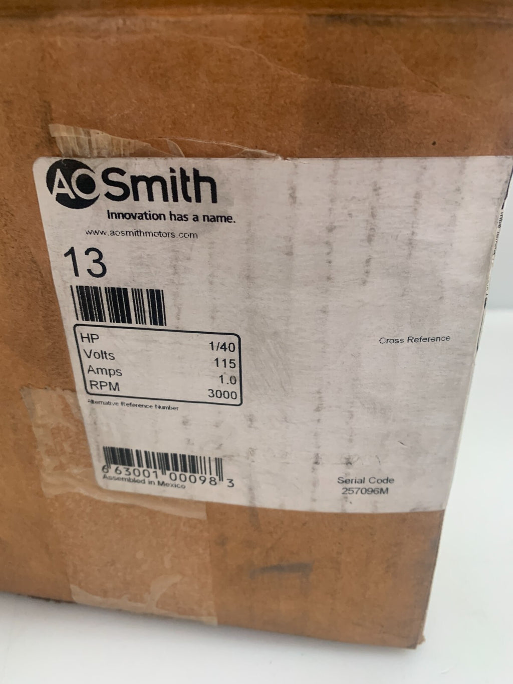 AO SMITH 1/40 HP MOTOR BLOWER #132