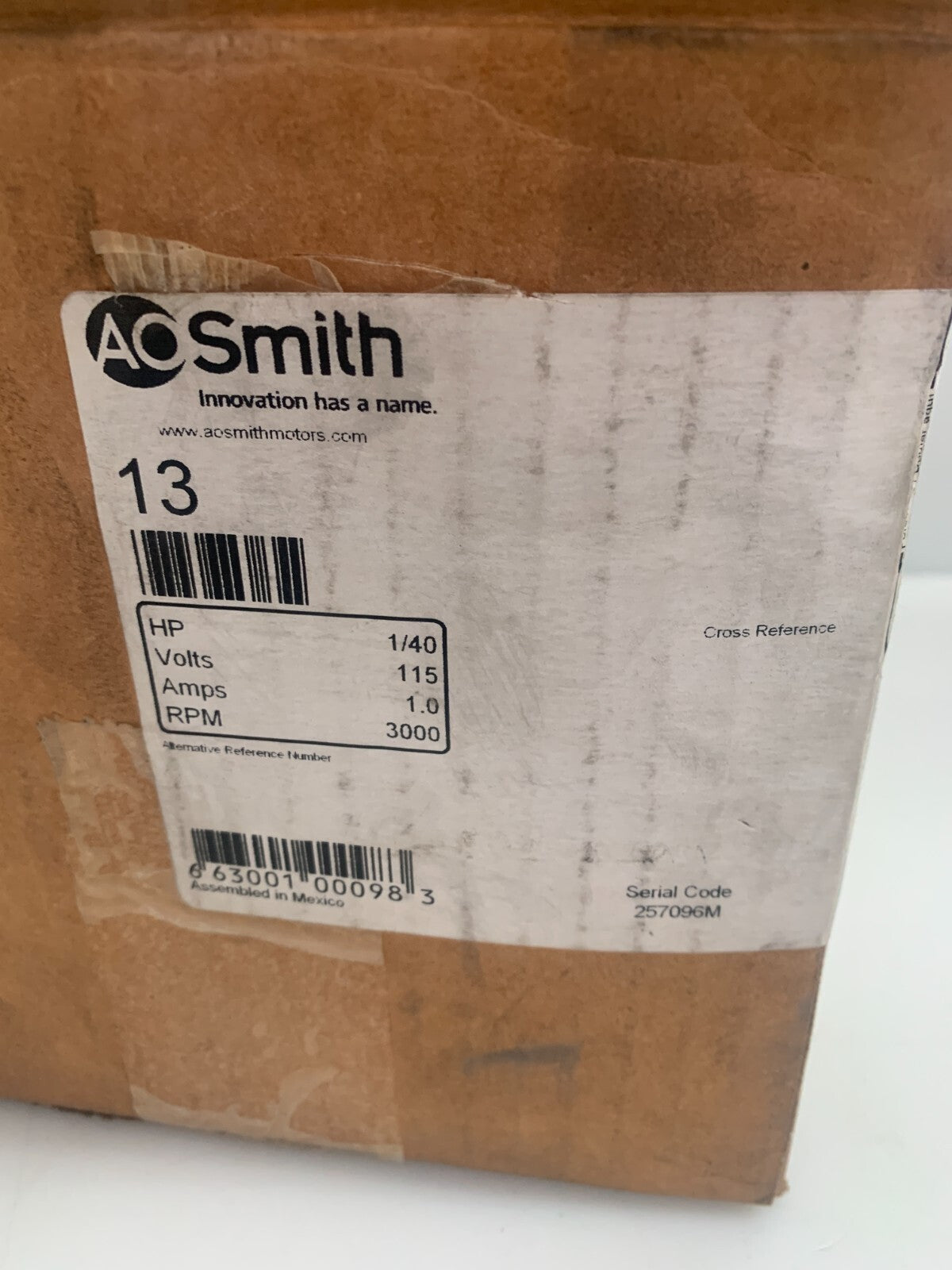 AO SMITH 1/40 HP MOTOR BLOWER #132