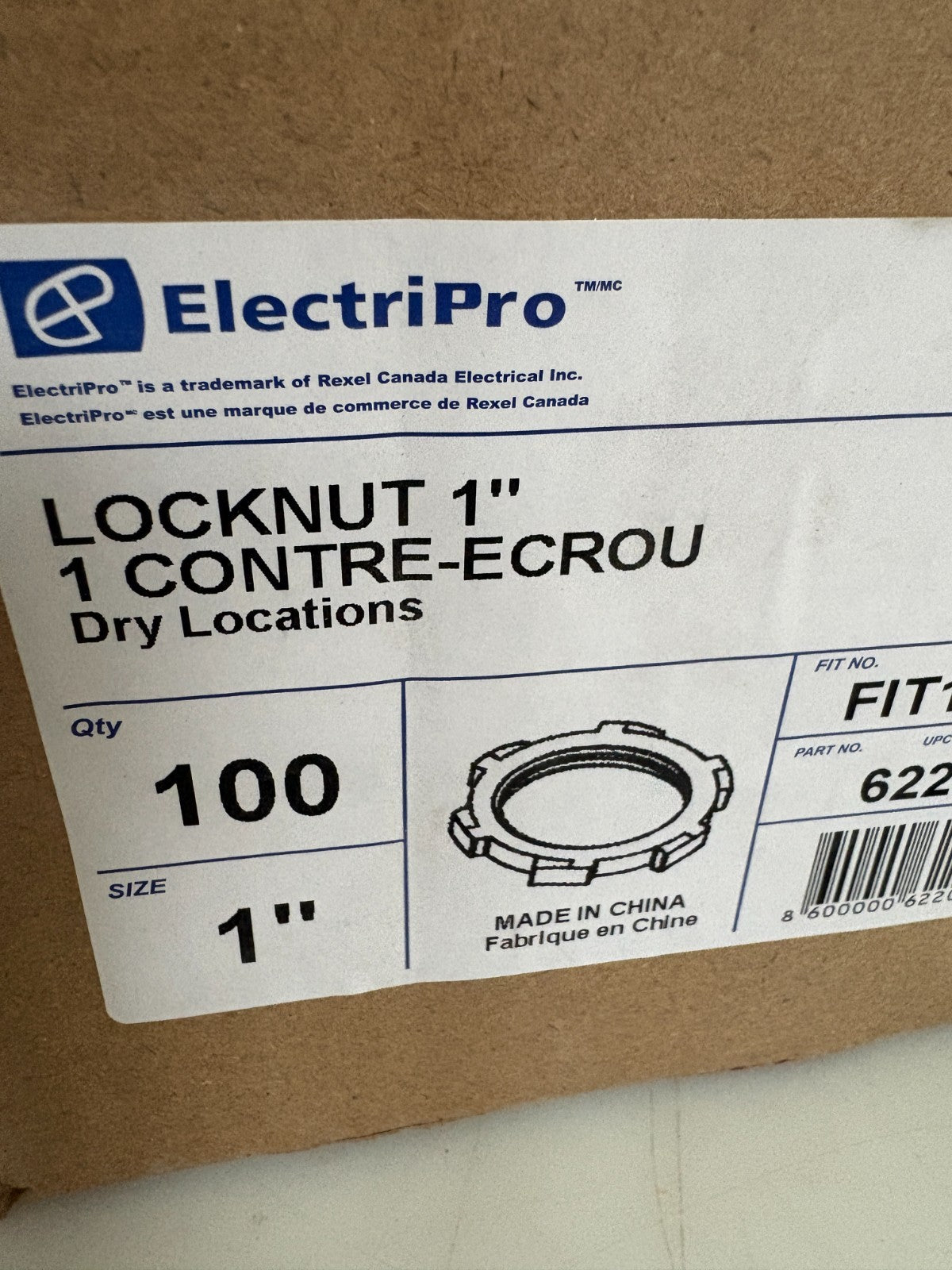 ELECTRIPRO 1" LOCKNUT FIT 1005 62203 100 IN BOX2