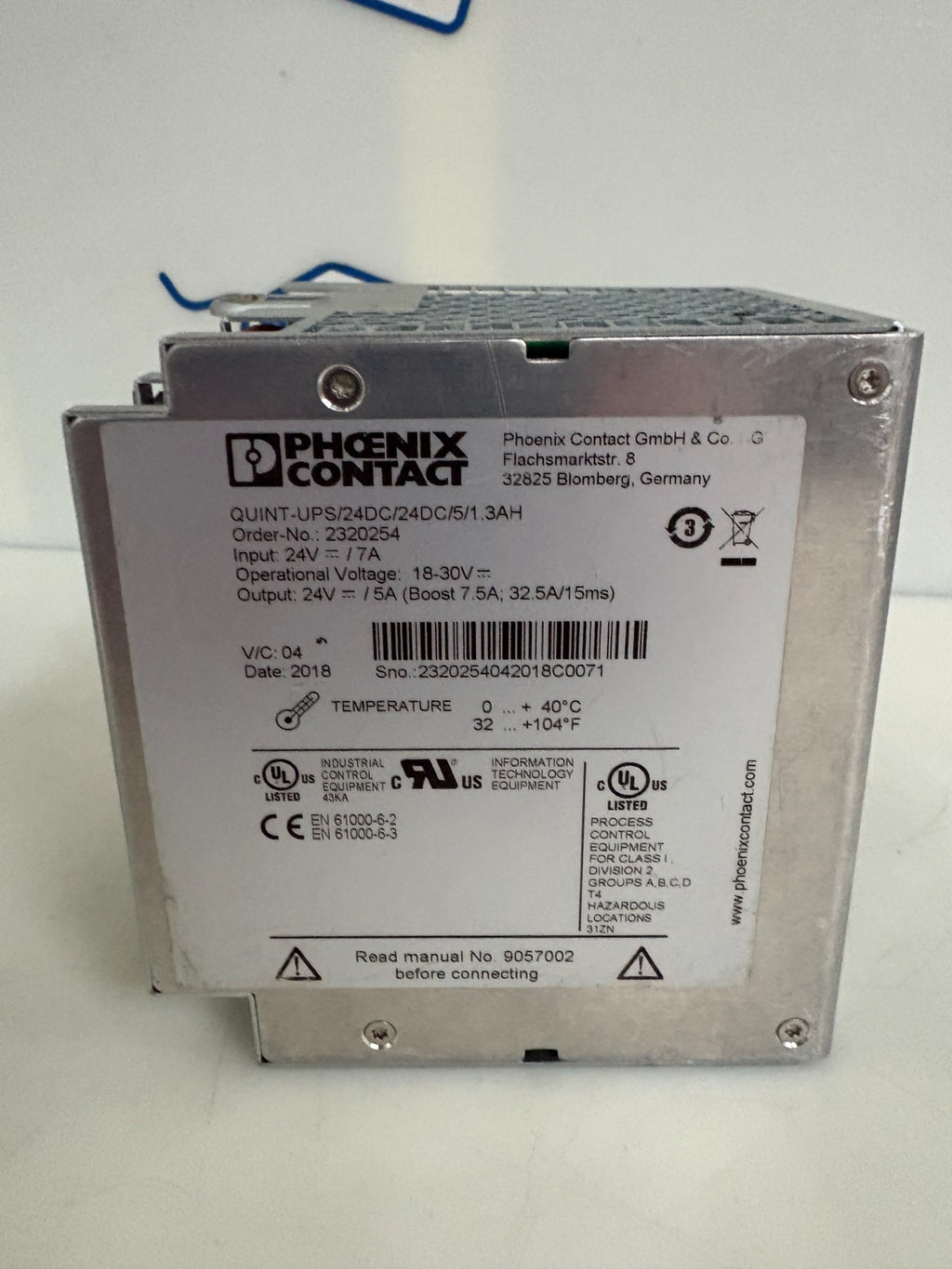 PHOENIX CONTACT UNINTERRUPTIBLE POWER SUPPLY QUINT-UPS/24DC/24DC/5/1.3AH3