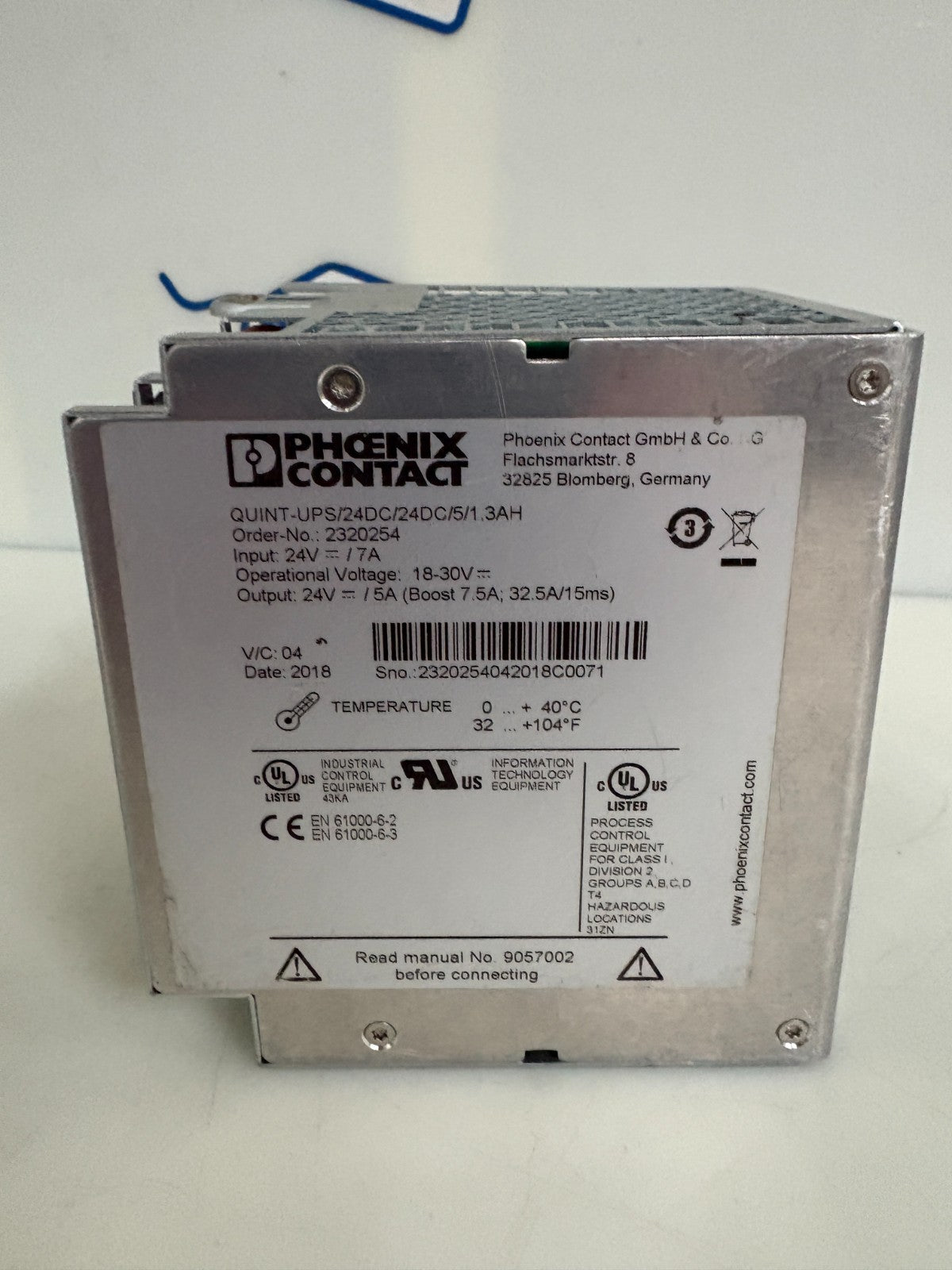 PHOENIX CONTACT UNINTERRUPTIBLE POWER SUPPLY QUINT-UPS/24DC/24DC/5/1.3AH3