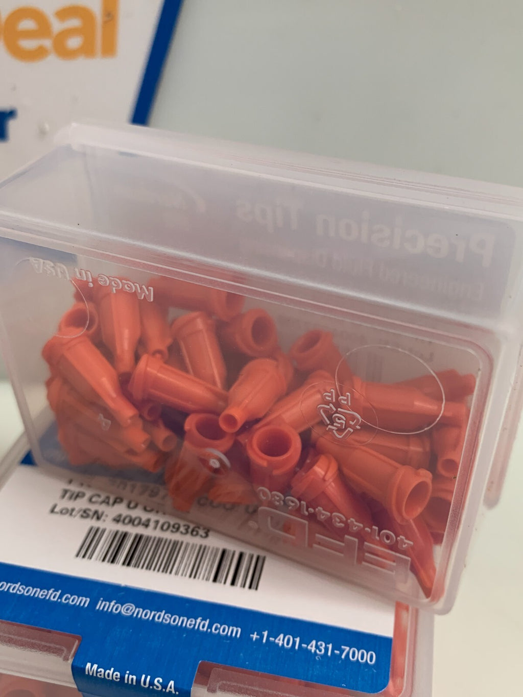 Lot of 4 Nordson EFD Precision Tips 7017976 COO: US Orange 50/box