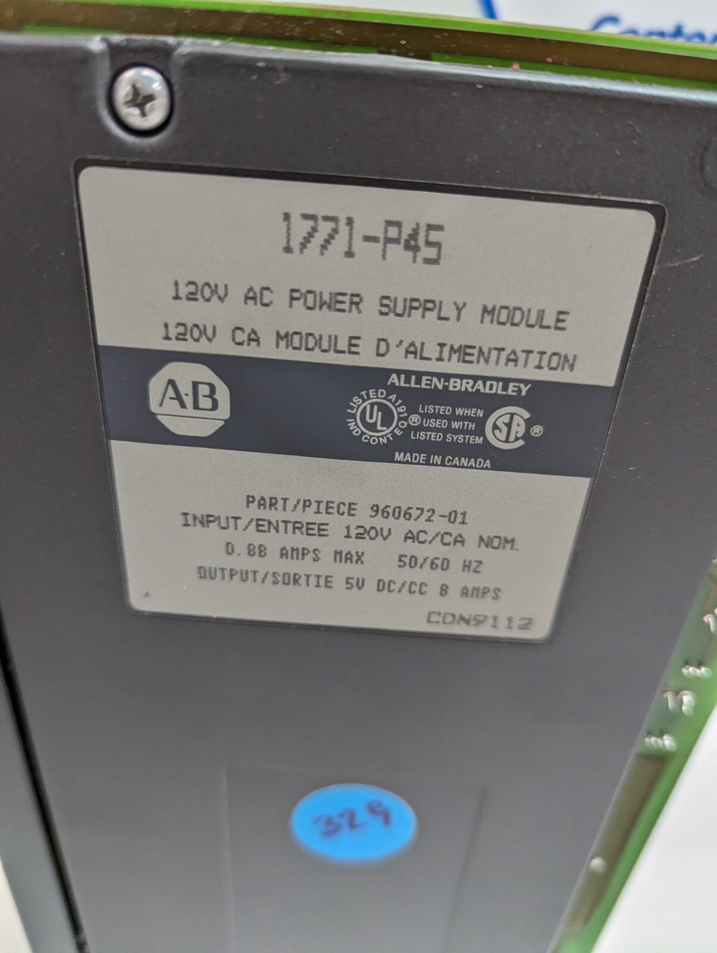 ALLEN-BRADLEY 1771-P45 120V AC POWER SUPPLY MODULE