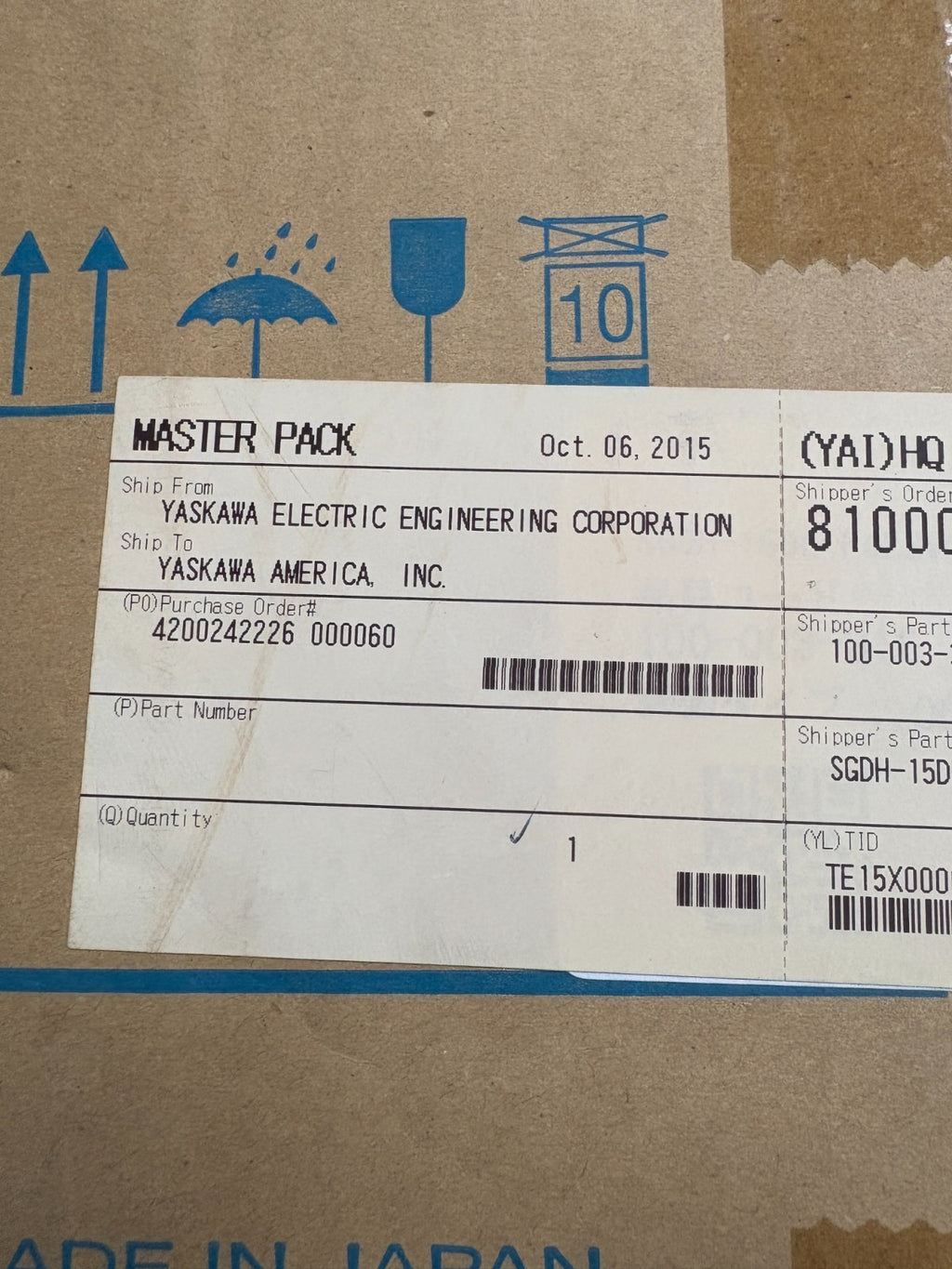 YASKAWA SERVOPACK SGDH-15DE