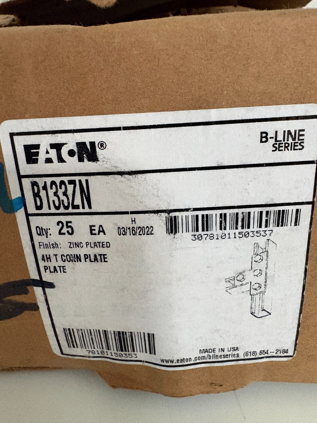 EATON 4 HOLE T CONNECTOR PLATE B133ZN 17 IN BOX2