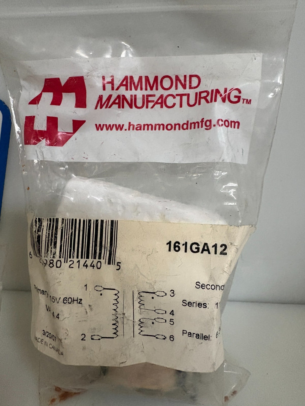 LOT OF 5 HAMMOND LOW VOLTAGE TRANSFORMER 161GA121