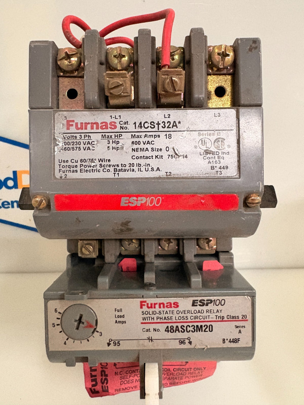 FURNAS ESP100 STARTER 14CS 32A W/SOLID STATE OVERLOAD RELAY 48ASC3M201