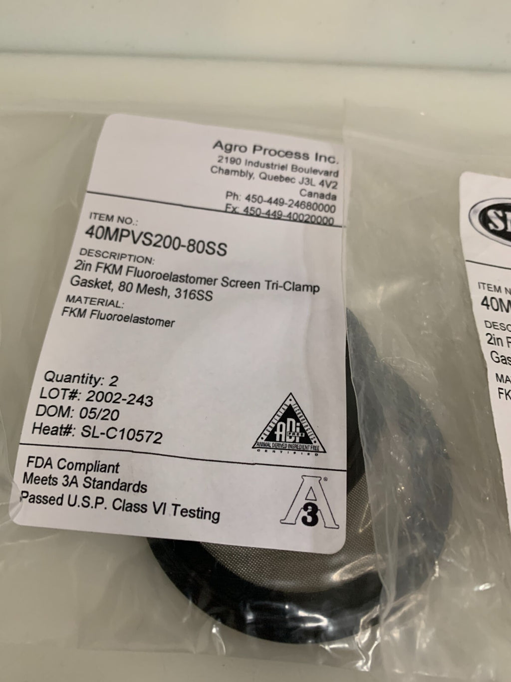WIRE CARE MIX LOT OF 5 2" FKM SCREEN TRICLAMP GASKET1