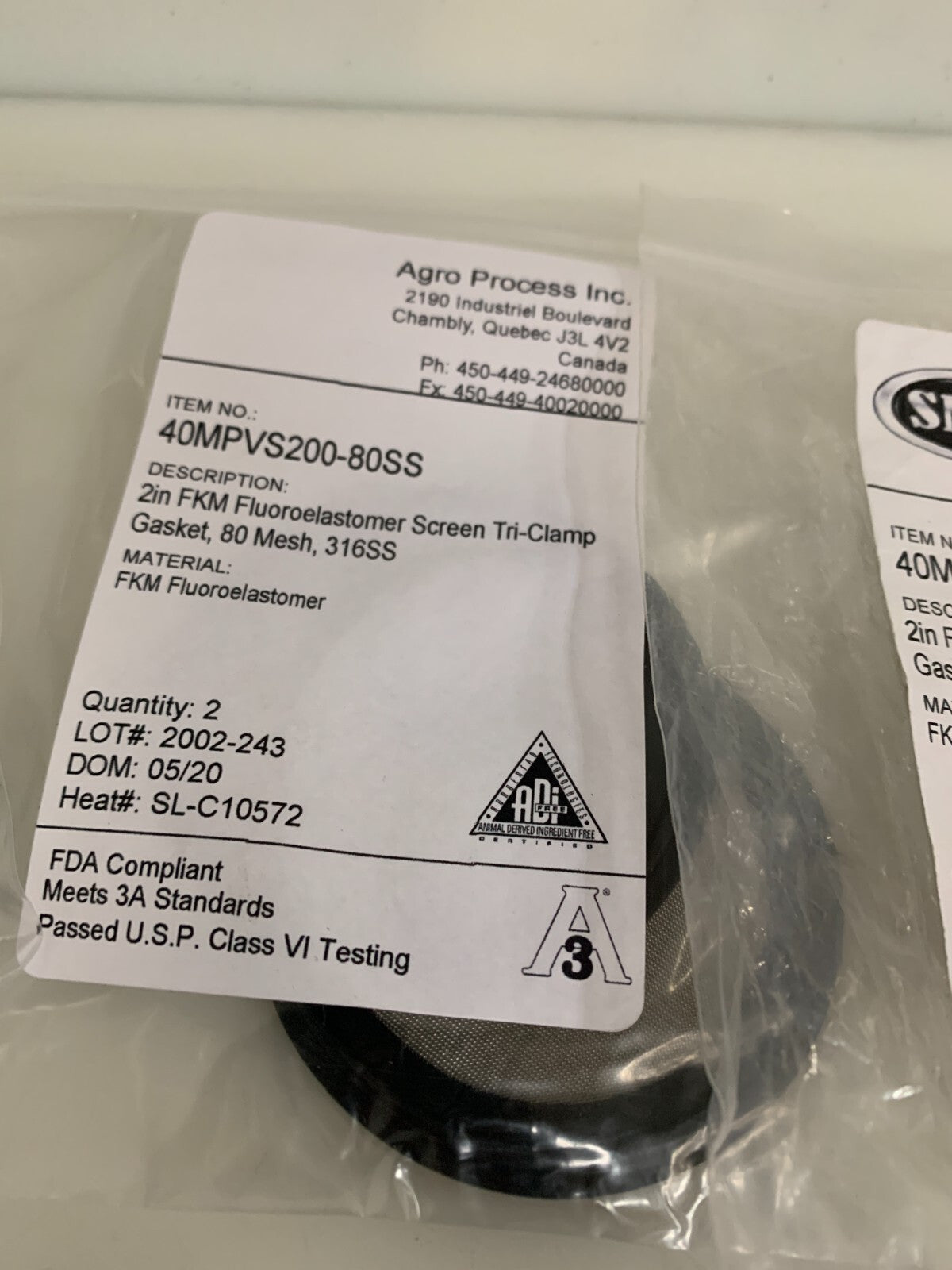 WIRE CARE MIX LOT OF 5 2" FKM SCREEN TRICLAMP GASKET1