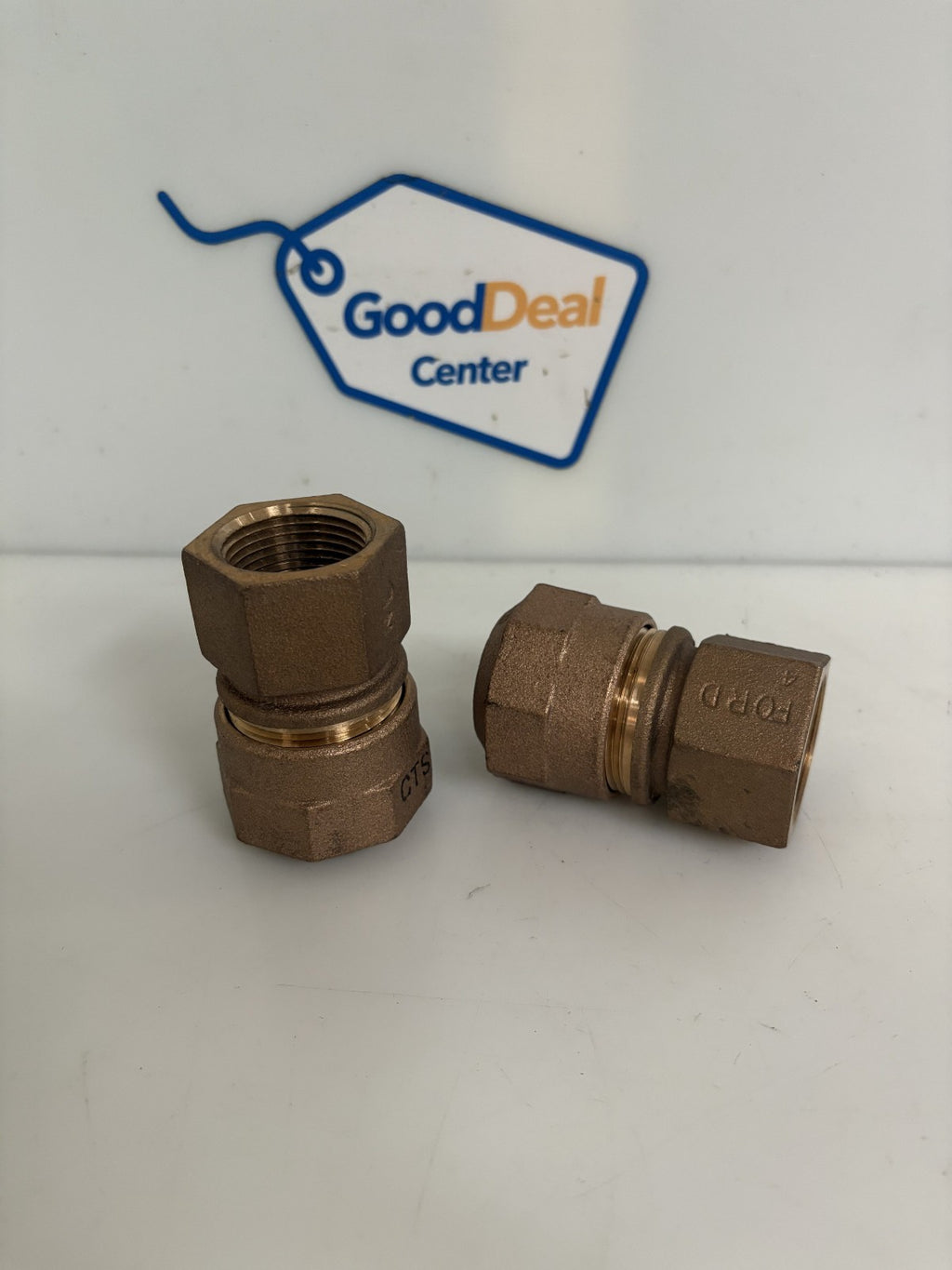 LOT OF 2 FORD CTS BRASS STRAIGHT COUPLING 1 1/4"0