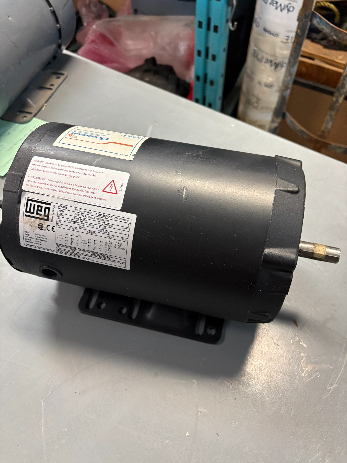WEG 3HP MOTOR WO1TO0IC0X0X