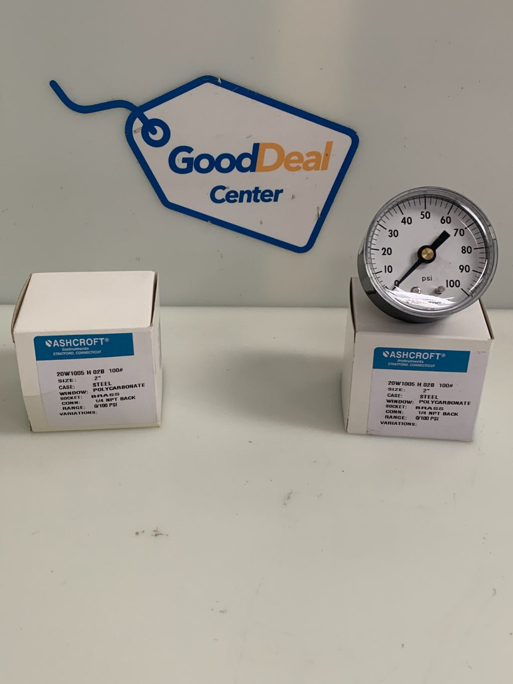LOT OF 2 ASHCROFT PRESSURE GAUGE 0-100PSI #20W1005 H 028 100