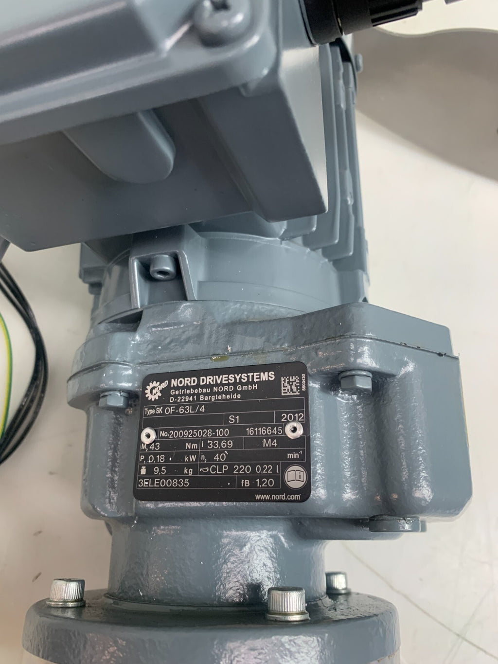 Nord Drivesystems Agitator SK63L/4MS motor w/SK OF-63L/4 w/ rod and blade