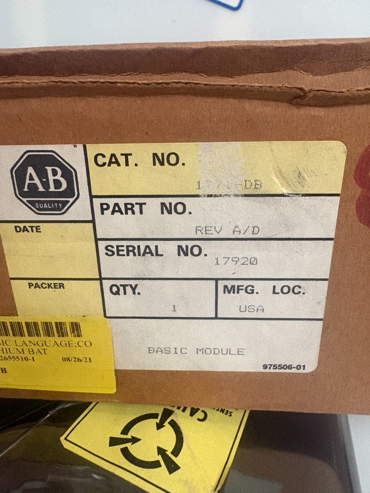 ALLEN BRADLEY BASIC MODULE 1771-DB REV A/D3