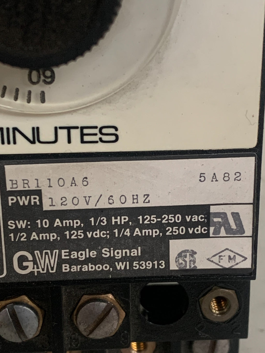 GW EAGLE SIGNAL CONTROLS 0-60 TIMER BR110 A 6 5A82