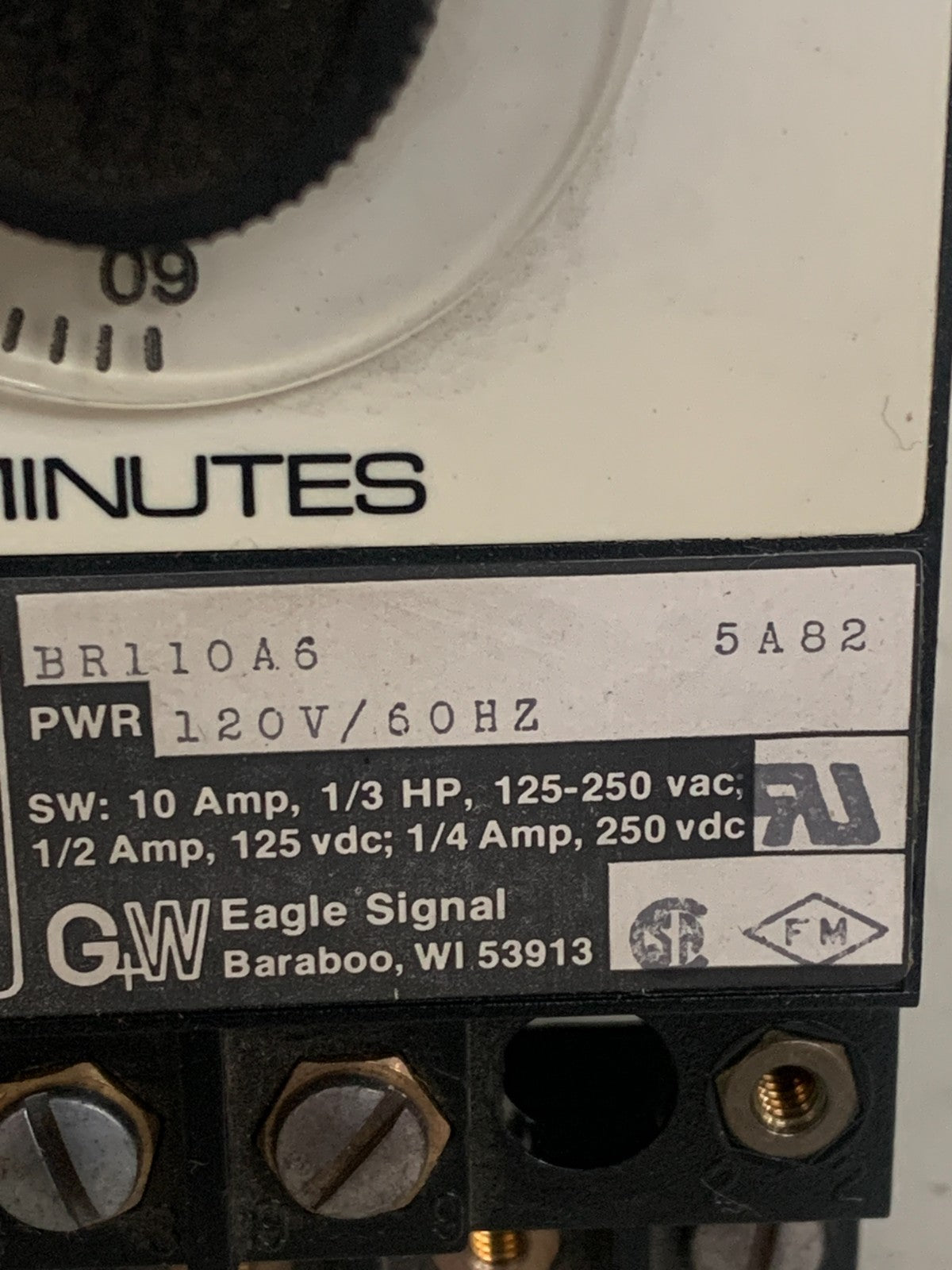 GW EAGLE SIGNAL CONTROLS 0-60 TIMER BR110 A 6 5A82