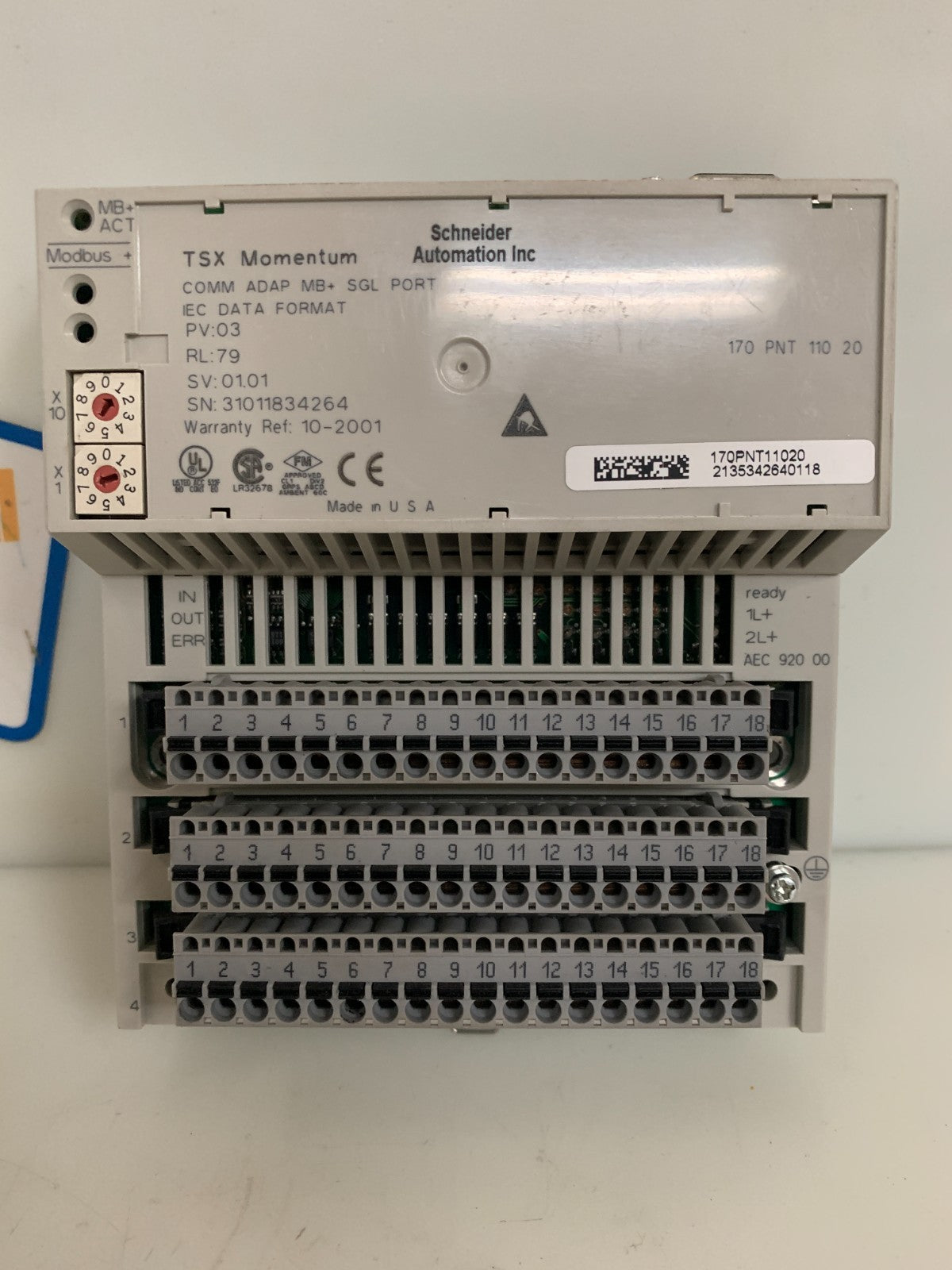 SCHNEIDER AUTOMATION I/O BASE HIGH SPEED COUNTER TSX MOMENTUM
