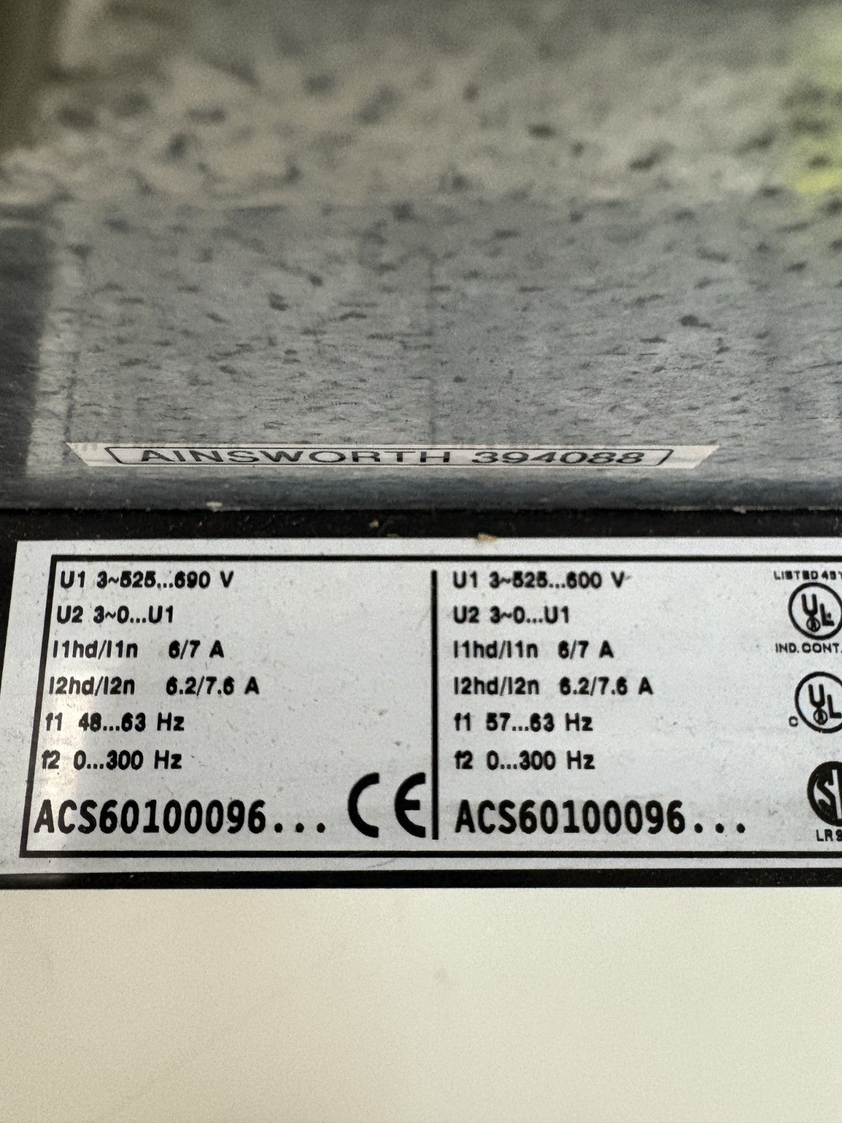ABB ACS 600 VARIABLE FREQUENCY DRIVE ACS60100096 00081200901  589922163
