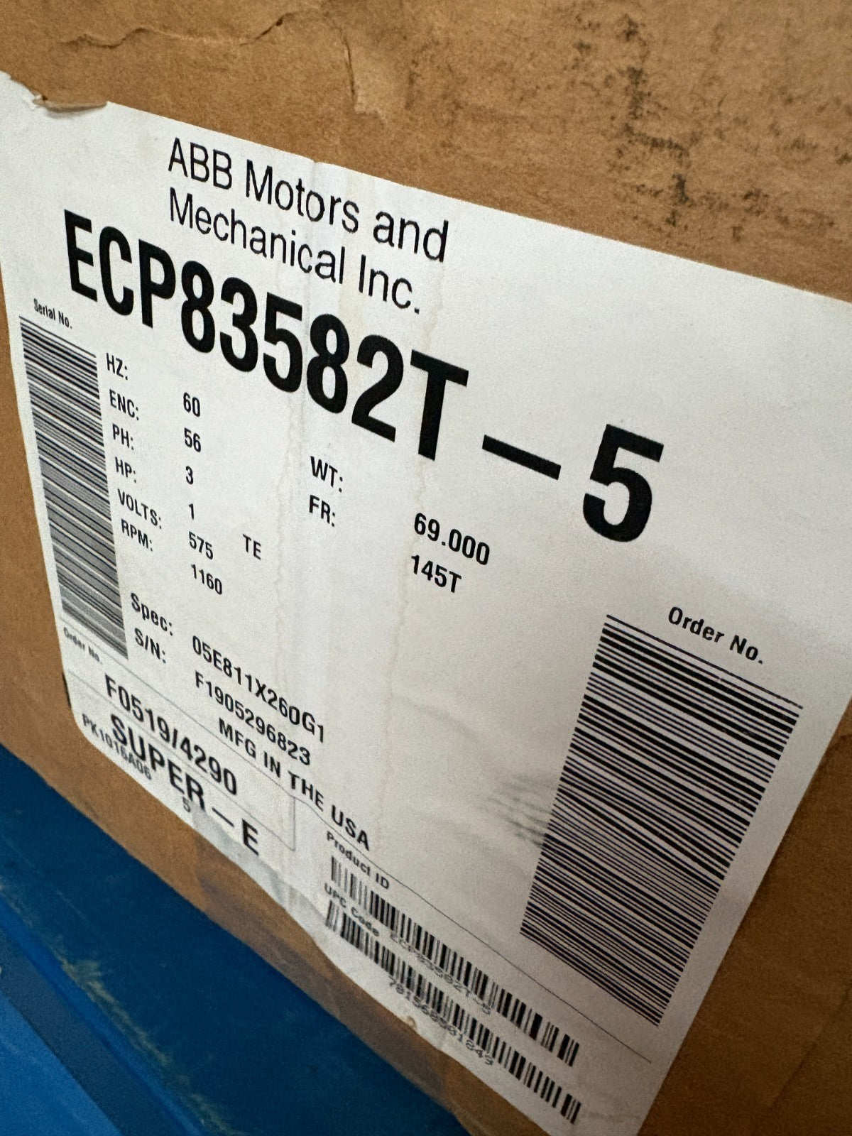ABB BALDOR SEVERE DUTY MOTOR 841XL 1 HP ECP 83582T
