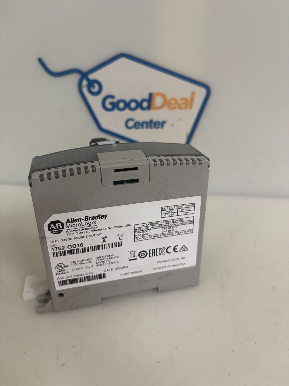 ALLEN BRADLEY MICROLOGIX 16 PT 24VDC SOURCE OUTPUT #1762-OB16 SER A REV B