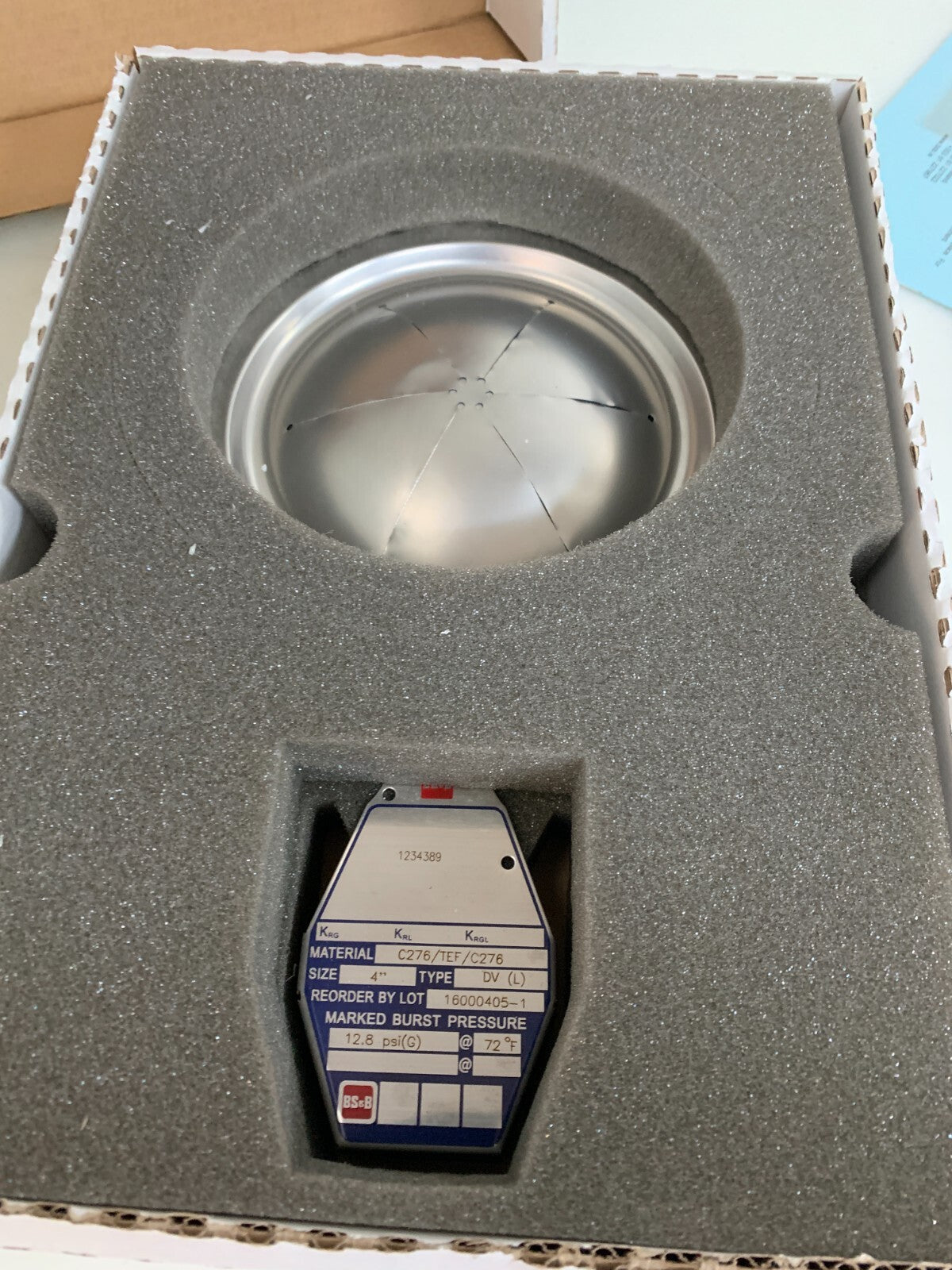 BS&B RUPTURE DISC 4" 12.8 PSI DV (L)