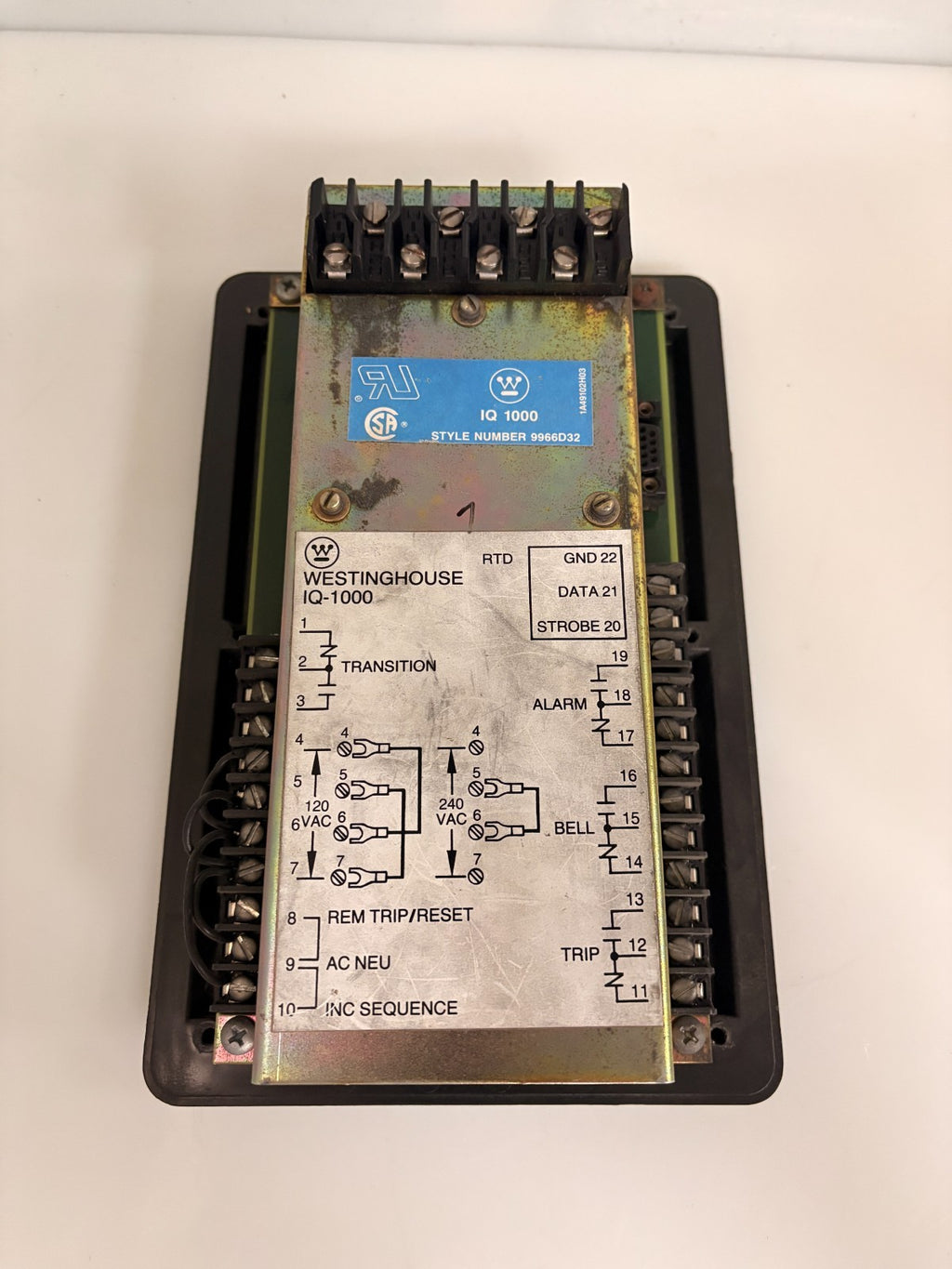 WESTINGHOUSE MOTOR PROTECTION RELAY IQ-1000 STYLE 9966D323