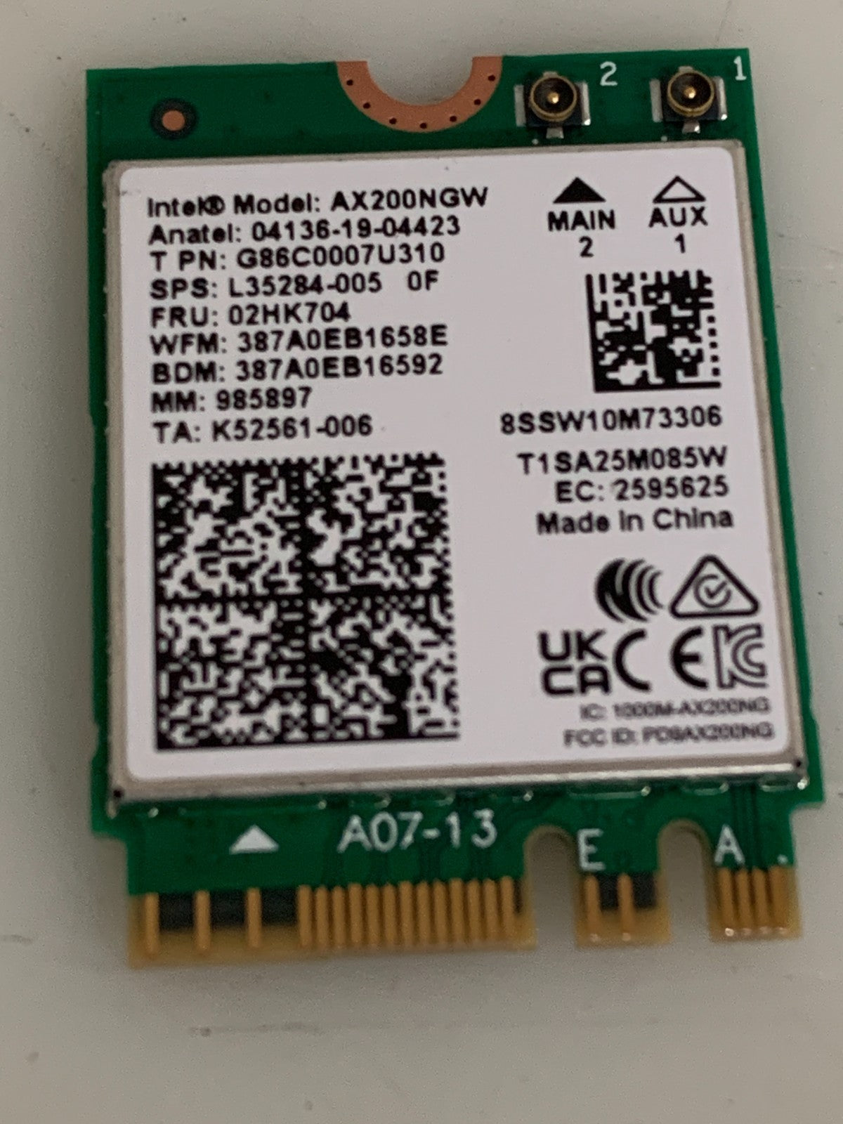 LOT OF 25 INTEL WIRELESS DUAL BAND CARD G86C000763102