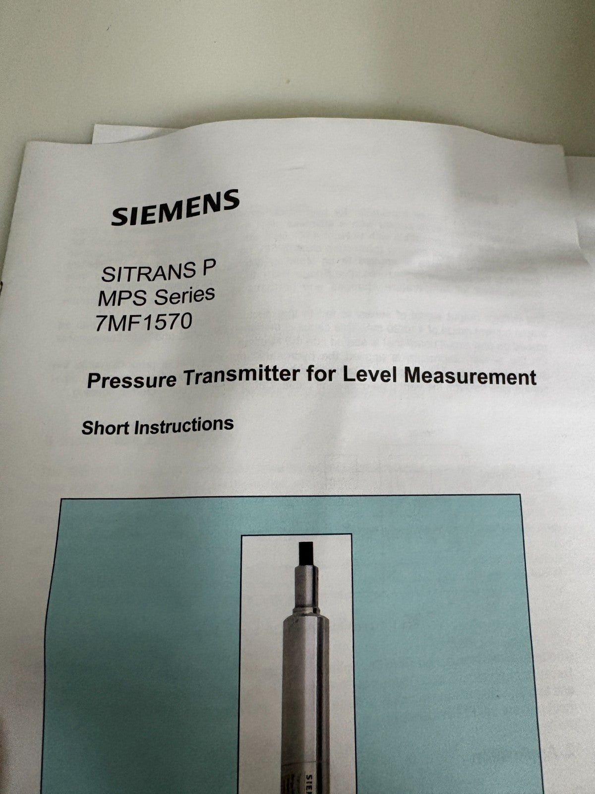 SIEMENS PRESSURE TRANSMITTER FOR LEVEL MEASUREMENT SITRANS P MPS 7MF15701KA01