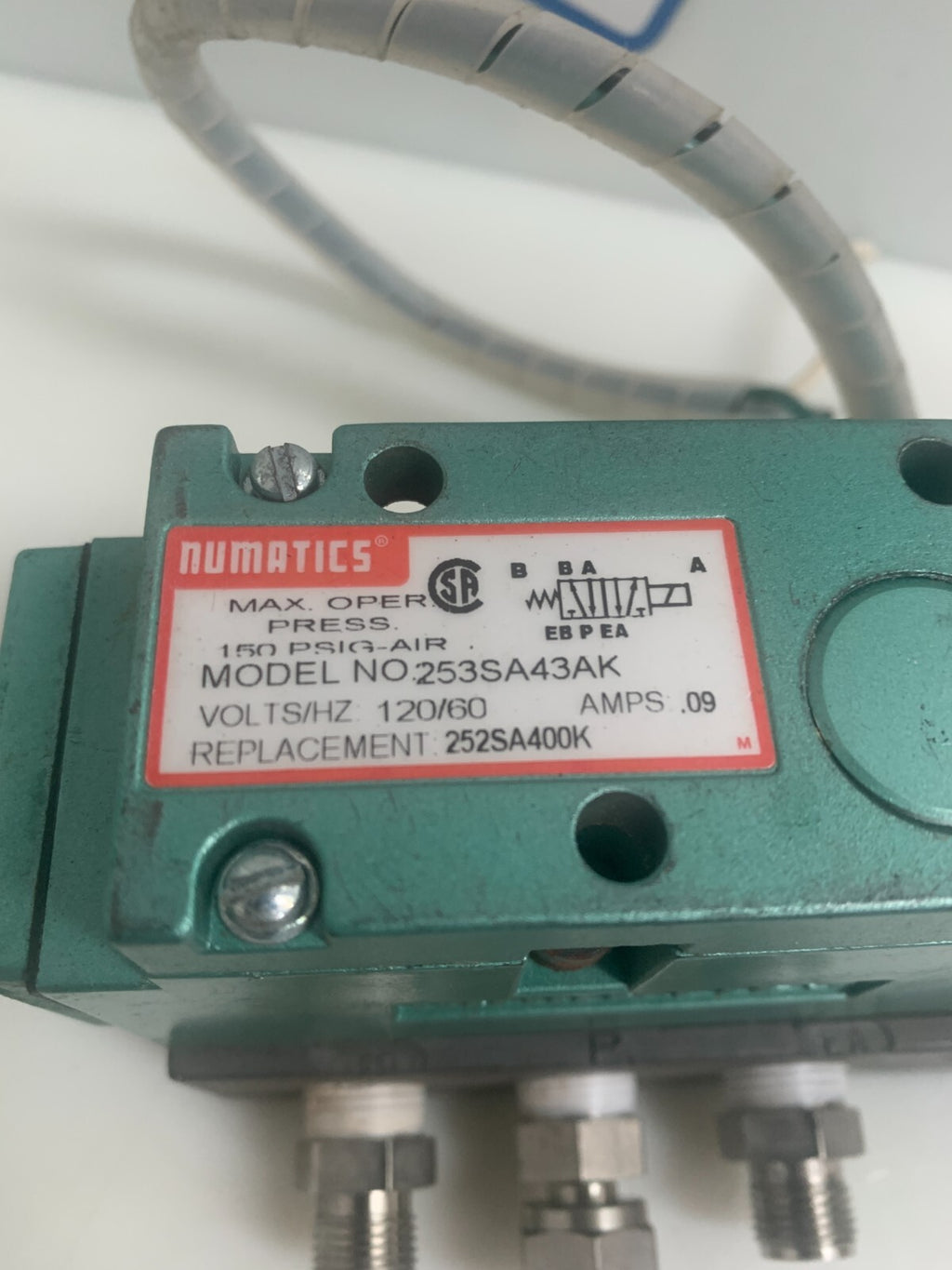 ASCO NUMATICS PNEUMATIC VALVE 150 PSI #253SA43AK