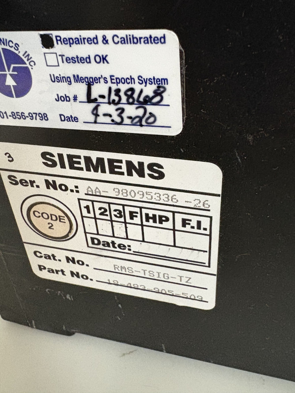 SIEMENS STATIC TRIP III RMS-TSIG-TZ