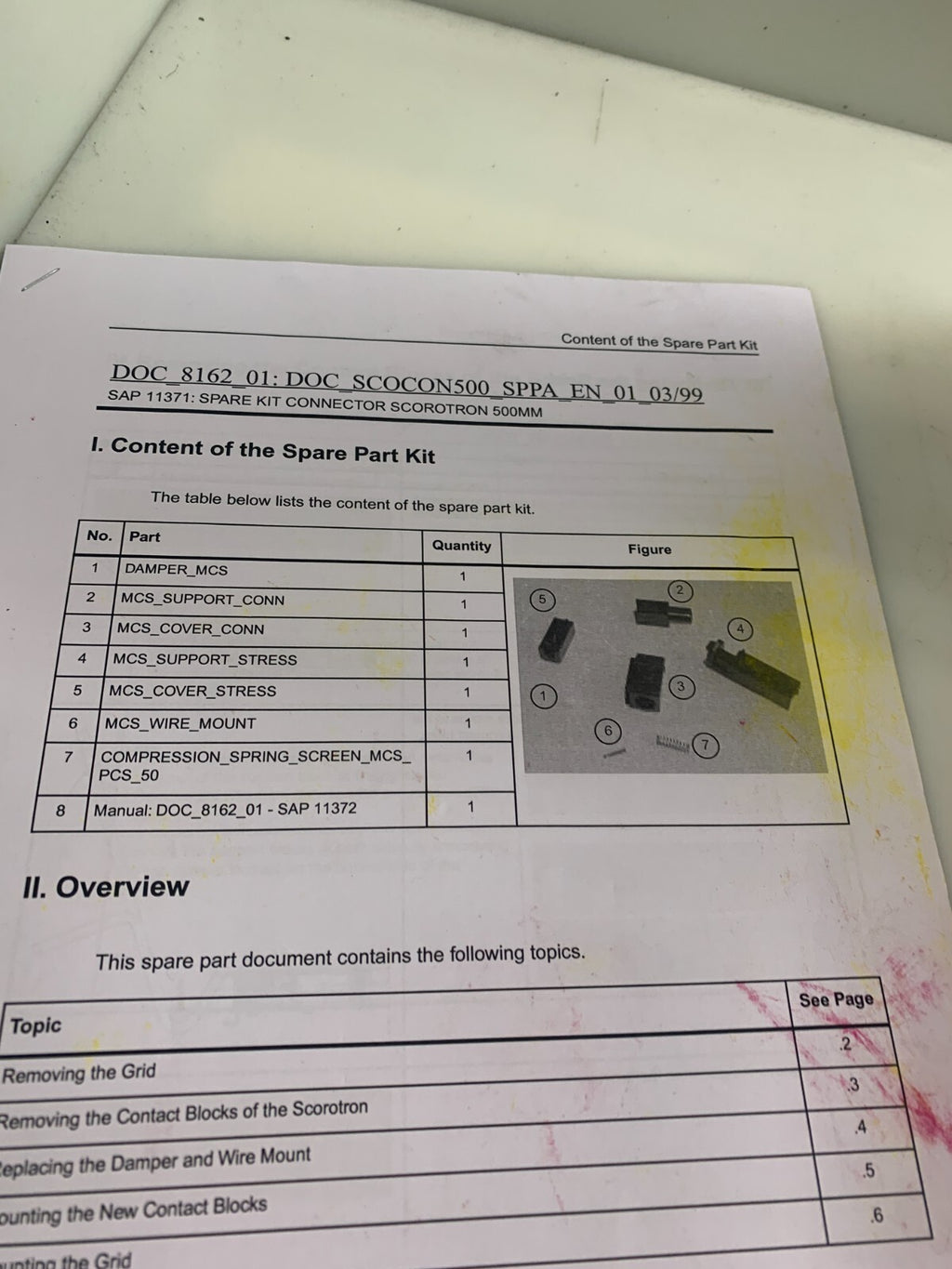 Xeikon DOC 8162 SPIP 11371 118363 - Spare Kit Connector