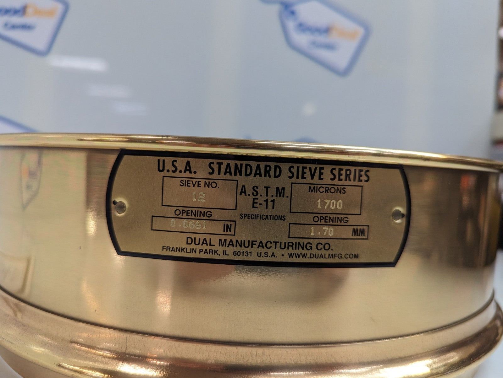 New Brass Dual Manufacturing No. 12 US Standard Sieve 0.0661 in/1.70 mm1