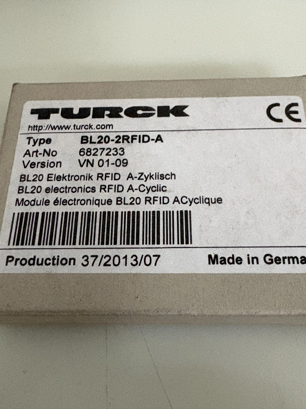 TURCK ELECTRONIC MODULE 6827233 BL20-2RFID-A4