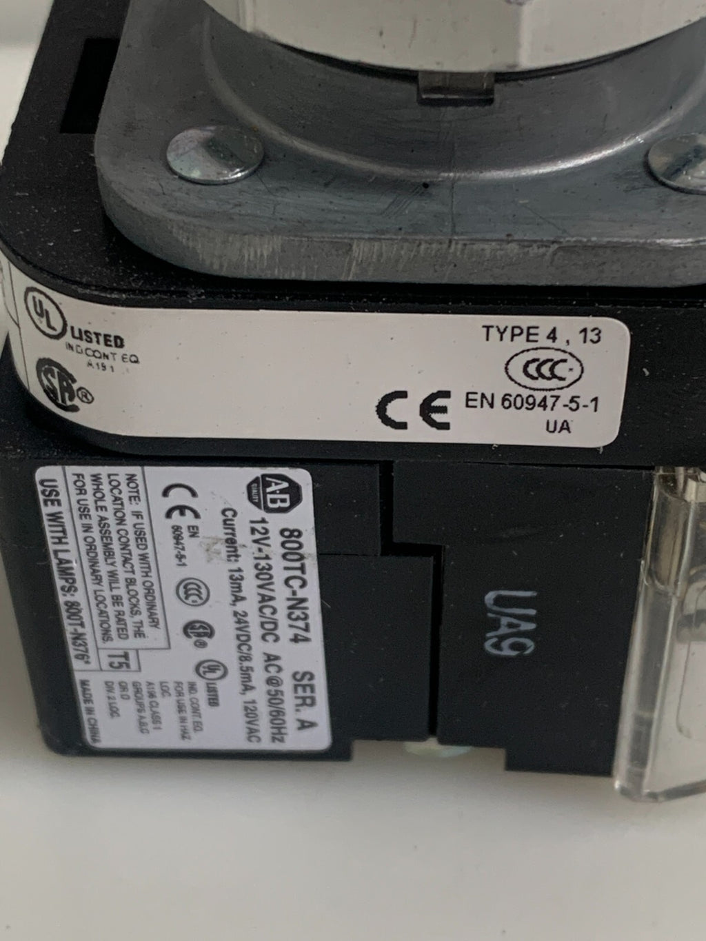 ALLEN BRADLEY WHITE PILOT LIGHT 800TC-QTH2W