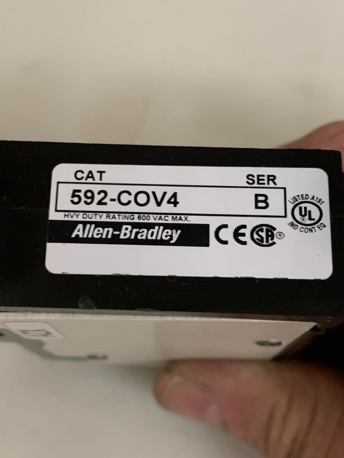 ALLEN BRADLEY MANUAL RESET OVERLOAD RELAY 592-COV4