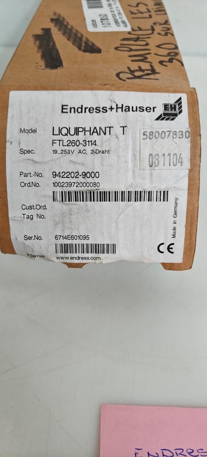 ENDRESS + HAUSER LIQUIPHANT T AC #FTL260-31140