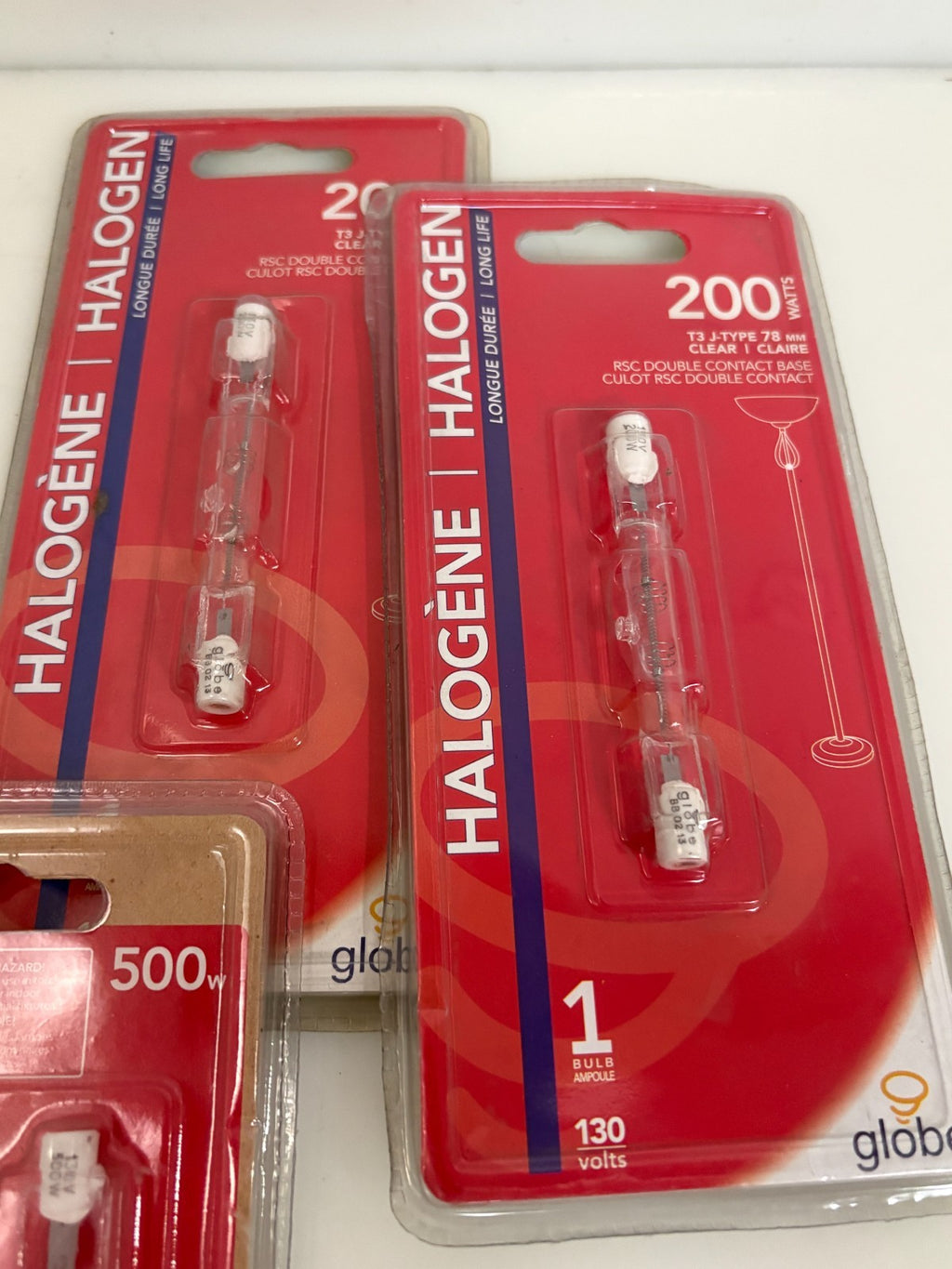 GLOBE HALOGENE T3 J-TYPE LAMP MIX LOT  2X04772 200W 5X04876 300W 2X00458 500W4