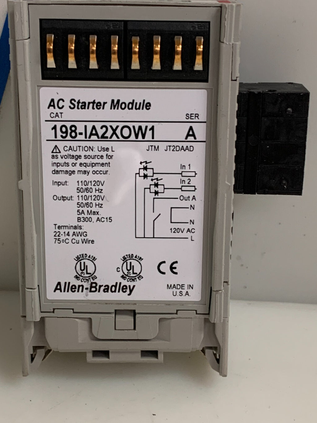 ALLEN BRADLEY AC STARTER MODULE 198-IA2XOW1 A