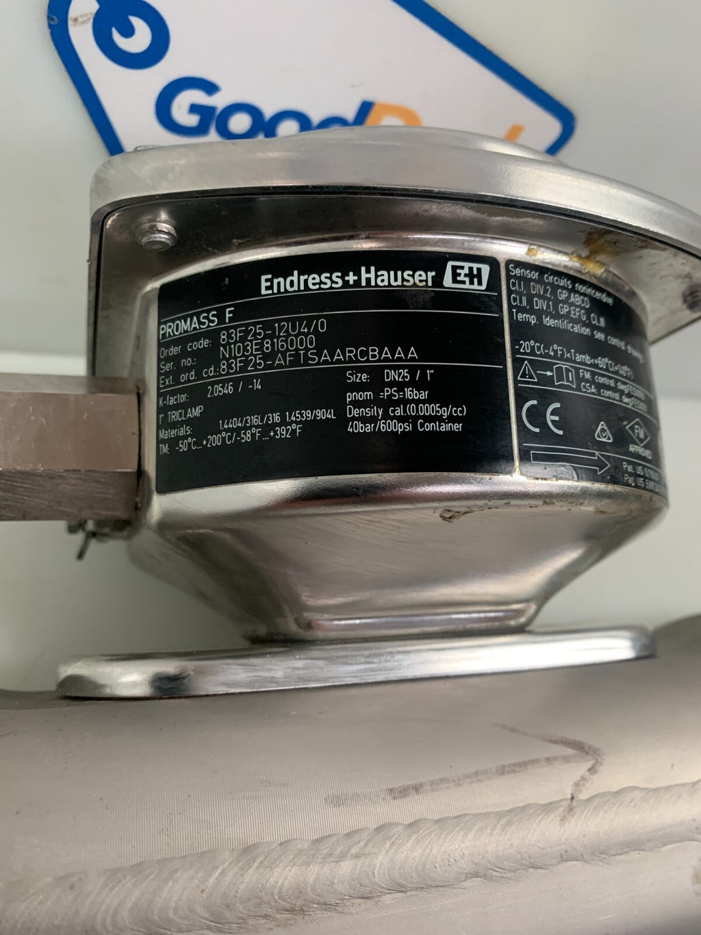 ENDRESS & HAUSER PRO MASS F FLOWMETER 83F25-AFTSAARCBAAA