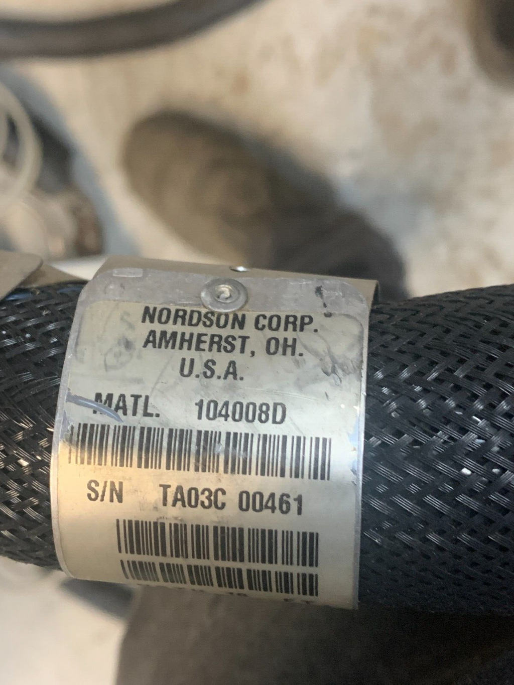 Nordson 16' Glue Hose 104008D with complete Glue Knozzle H401T