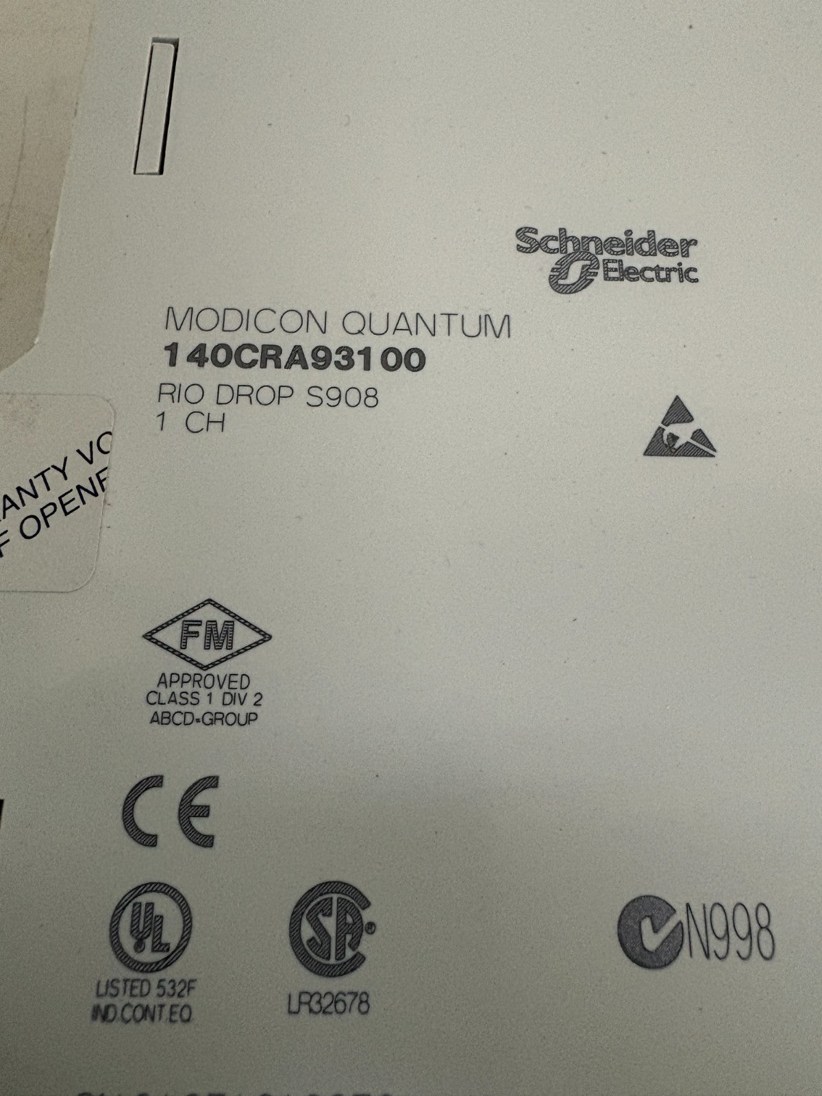 SCHNEIDER MODICON TSX QUANTUM INTERFACE MODULE R10 DROP S908 1PT #140 CRA 931 00