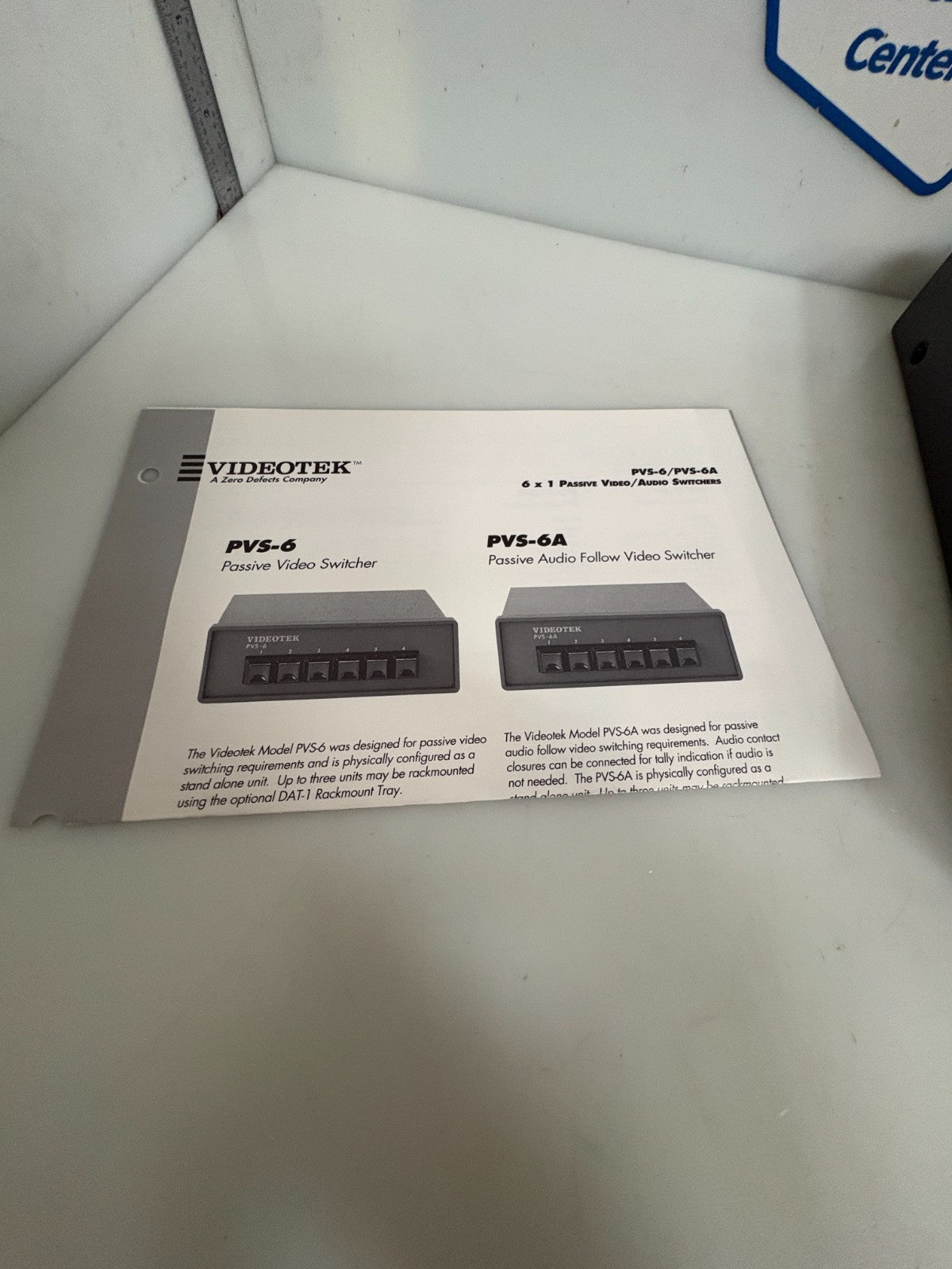 VIDEOTEK 6X1 PASSIVE VIDEO SWITCHERS PVS-63