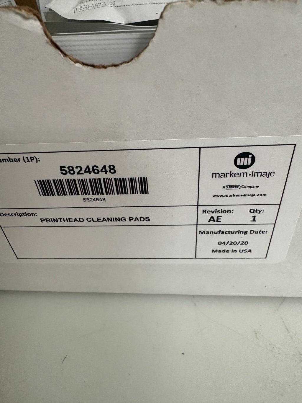 LOT OF 84 MARKEM . IMAJE PRINT HEAD CLEANIG WIPES IND WRAP 58246483