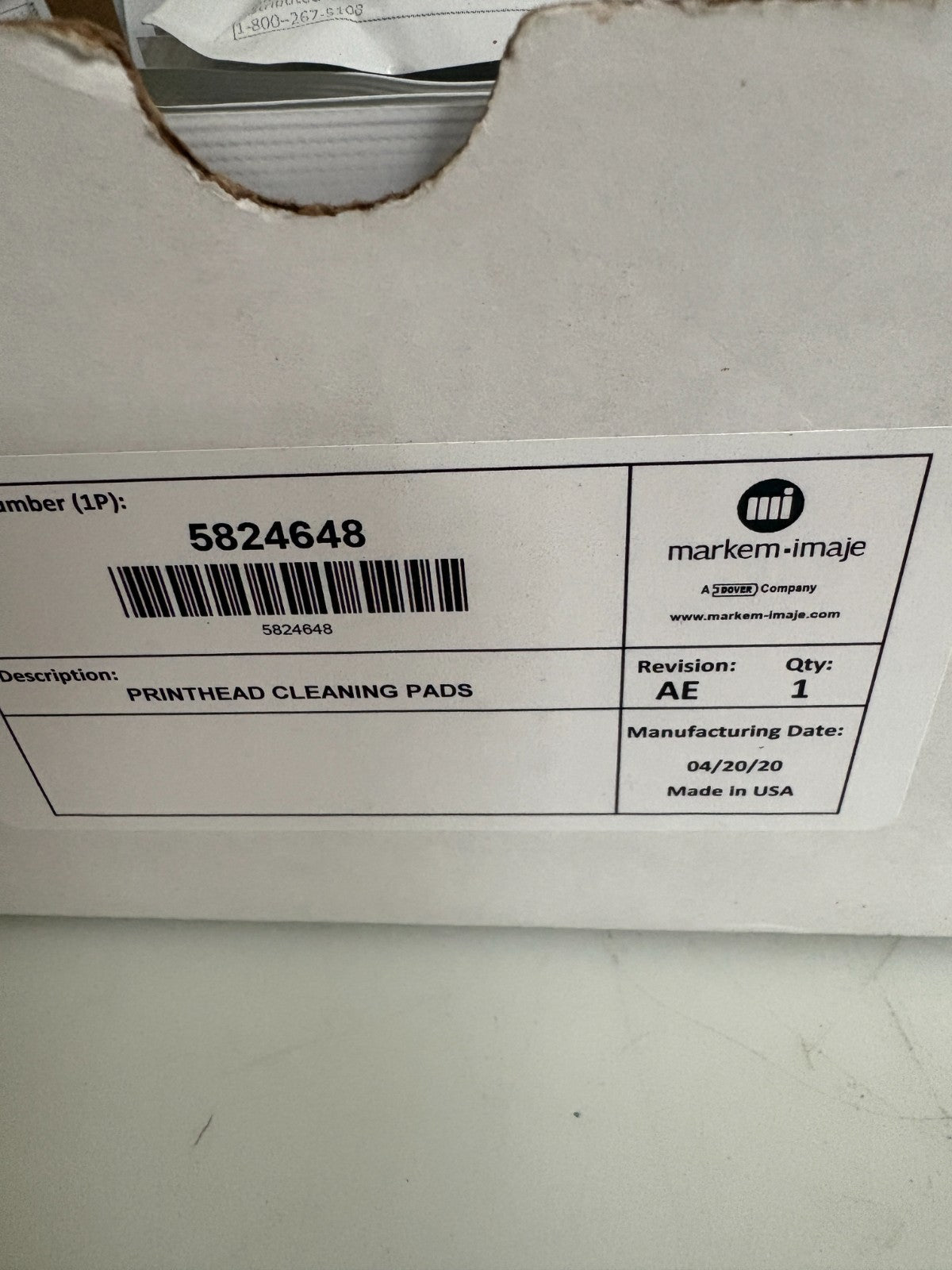 LOT OF 84 MARKEM . IMAJE PRINT HEAD CLEANIG WIPES IND WRAP 58246483