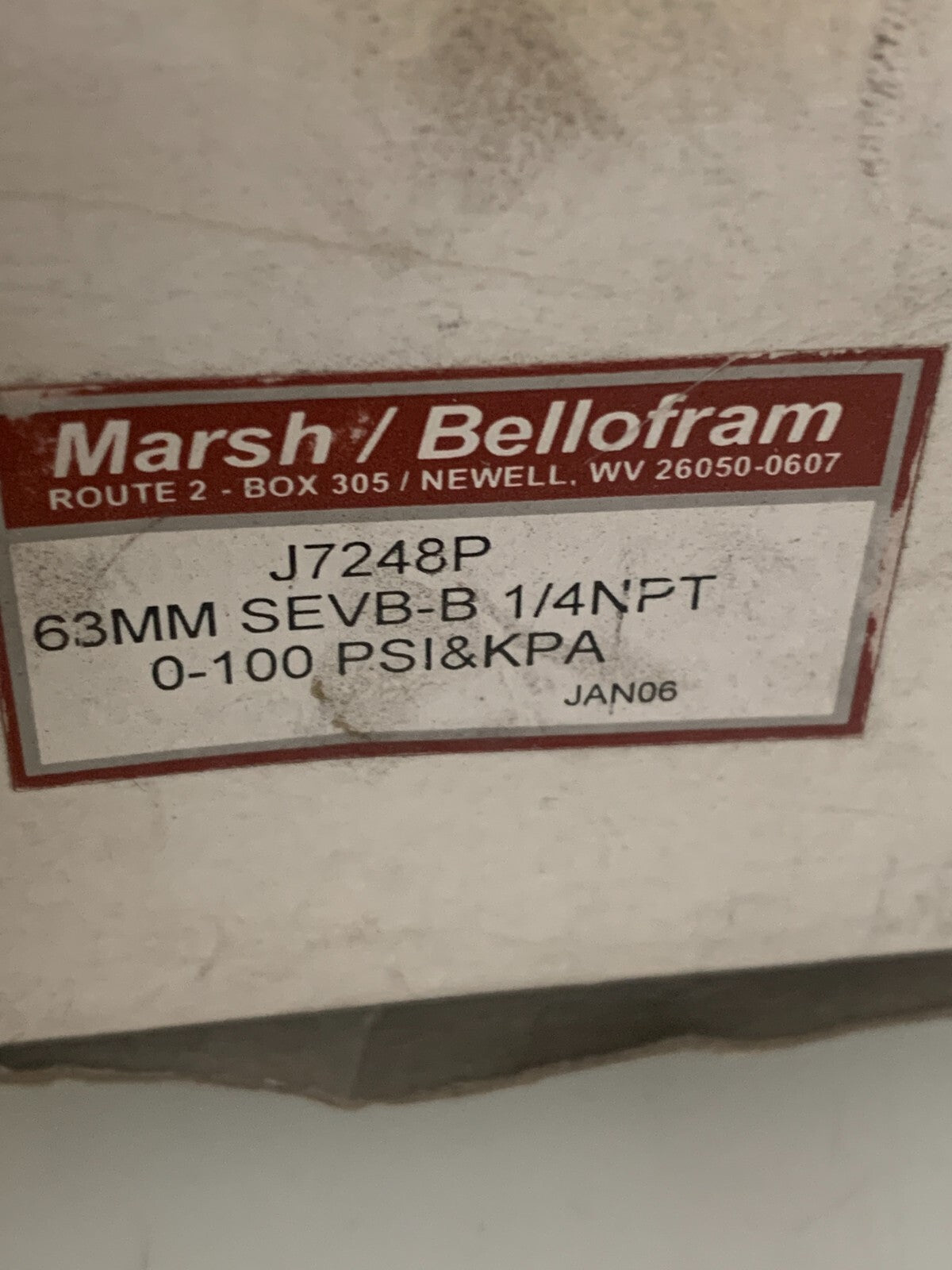 MARSH PRESSURE GAUGE 0-100 PSI PANEL MOUNT 71-36-115347