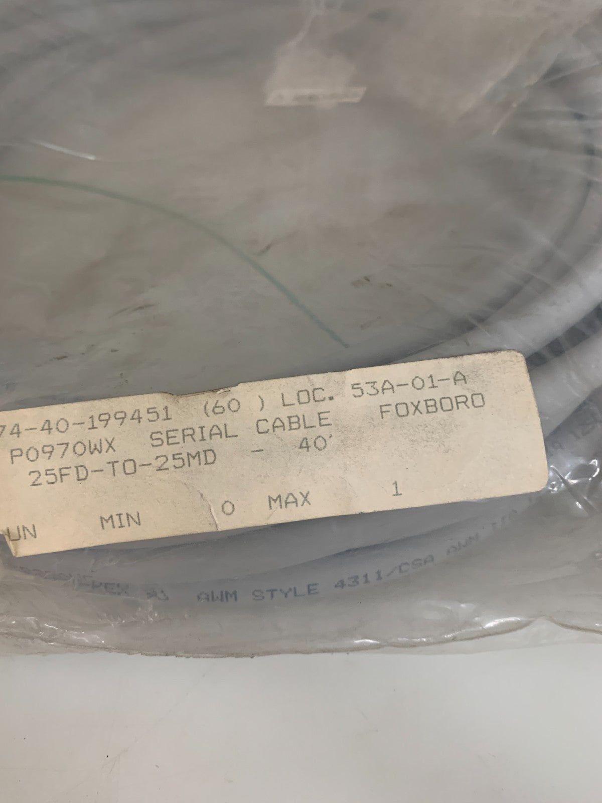 FOXBORO ASM PERIPHERAL CABLE PO 970WX