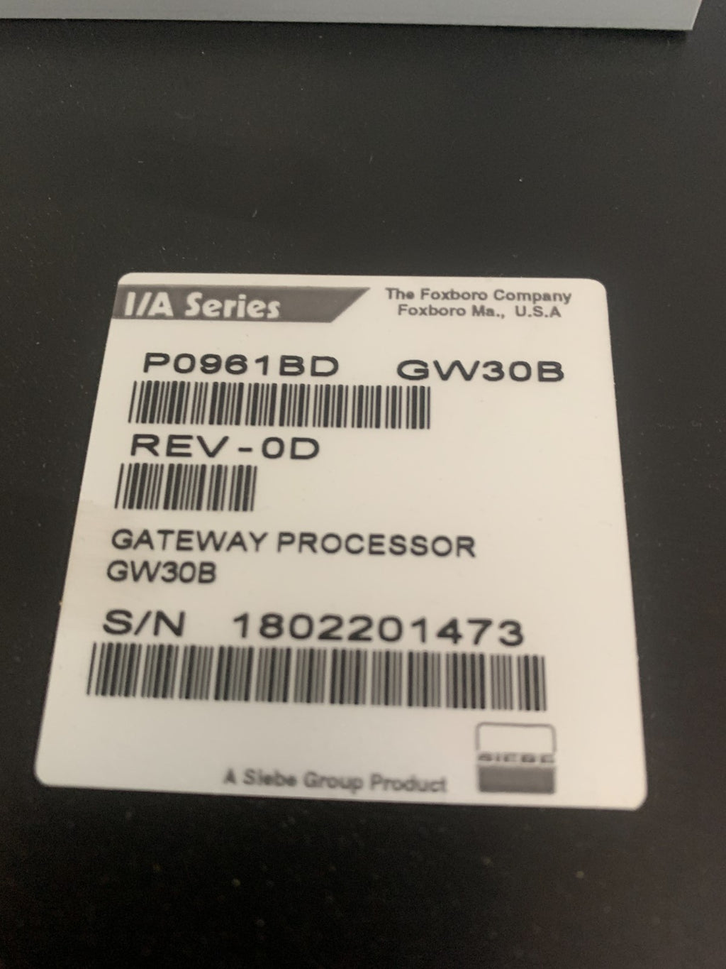 FOXBORO GATEWAY PROCESSOR PO961BD GW30B REV-OD