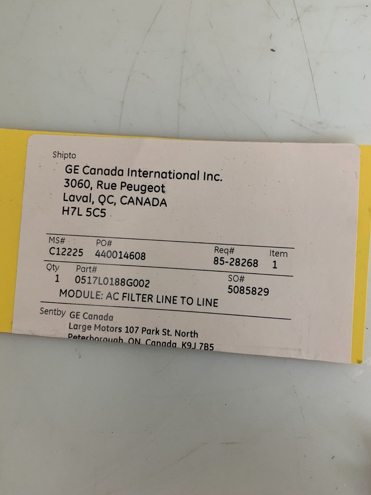 GENERAL ELECTRIC AC FILTER 600T0 1400 KVA 0517LO188 G002